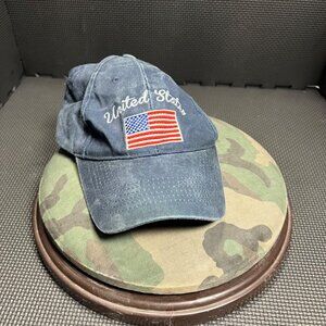 United States Cap Navy Blue Adjustable Strapback Hat Embroidered American Flag S